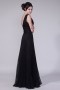 Simple Chiffon Black V Neck A Line Floor Length Evening Dress