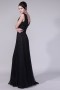Simple Chiffon Black V Neck A Line Floor Length Evening Dress