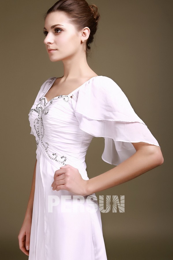Simple Pink Chiffon Square A Line Formal Dress With Sleeves