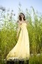 Elegant Chiffon Yellow A Line Strapless Empire Formal Bridesmaid Dress