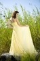Elegant Chiffon Yellow A Line Strapless Empire Formal Bridesmaid Dress