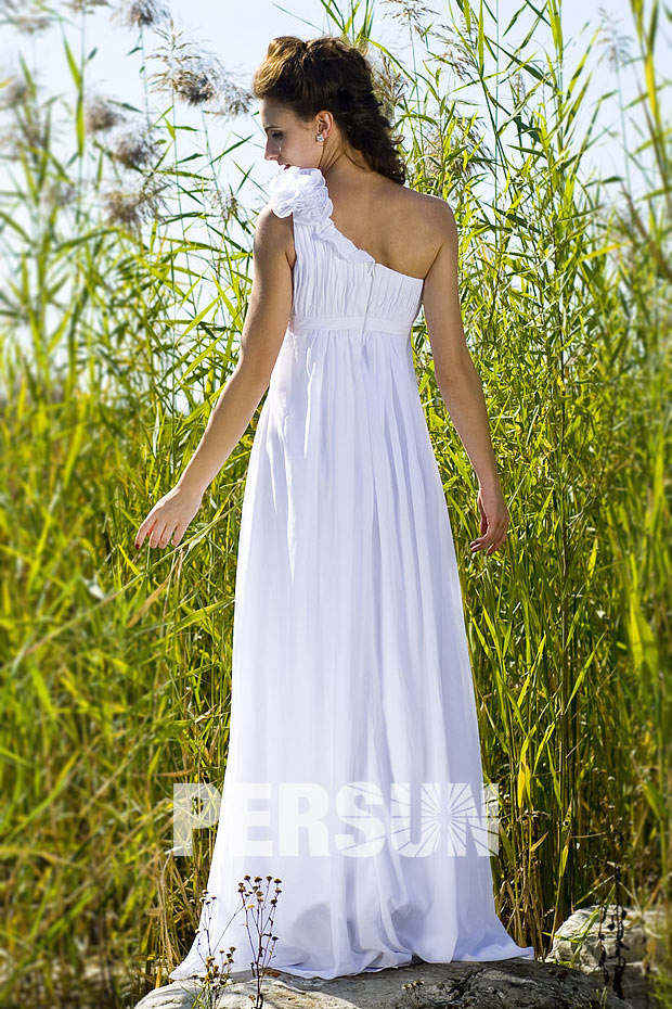 Modern Chiffon One Shoulder White A Line Evening Dress