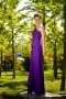 Chic Purple Column One Shoulder Chiffon Floor Length Formal Dress