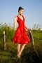 Sexy Red Taffeta A Line Knee Length Halter Zipper Evening Dress