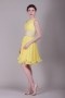 Sleeveless Yellow tone Bateau Beading Pleats Short Formal dress