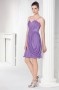 Chic Purple Chiffon Spaghetti Straps Ruching Short Formal Bridesmaid Dress