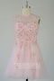 Beautiful Appliques Beading Tulle Short Open Back Sleeveless Cocktail Homecoming Dress