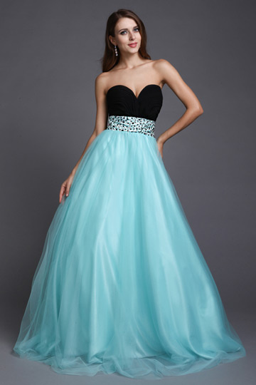 Dressesmall Beaded Strapless Sweetheart Empire Tulle black blue two-tone Formal Bridesmaid evening prom Dress