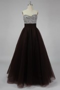 A line Strapless Sweetheart Beaded Plus Size Evening Dress