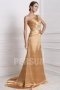 Sequined Beading One Shoulder Elastic Woven Satin A line Evening Dress