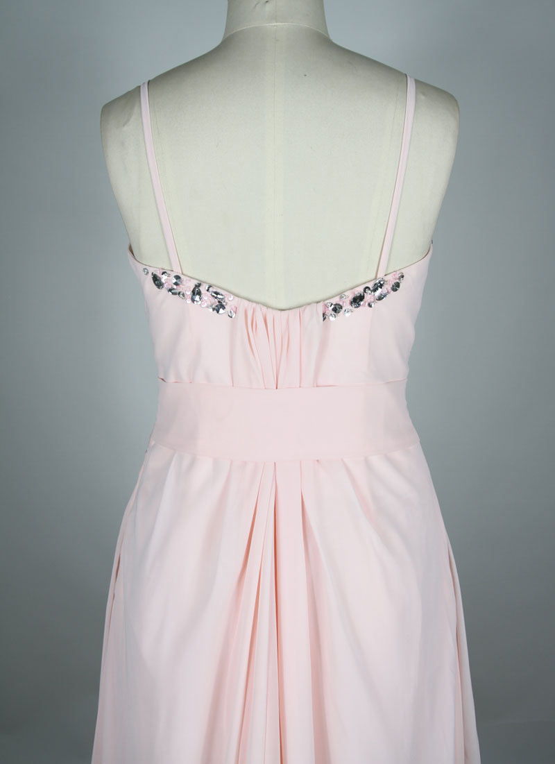 chiffon pink evening dress back design