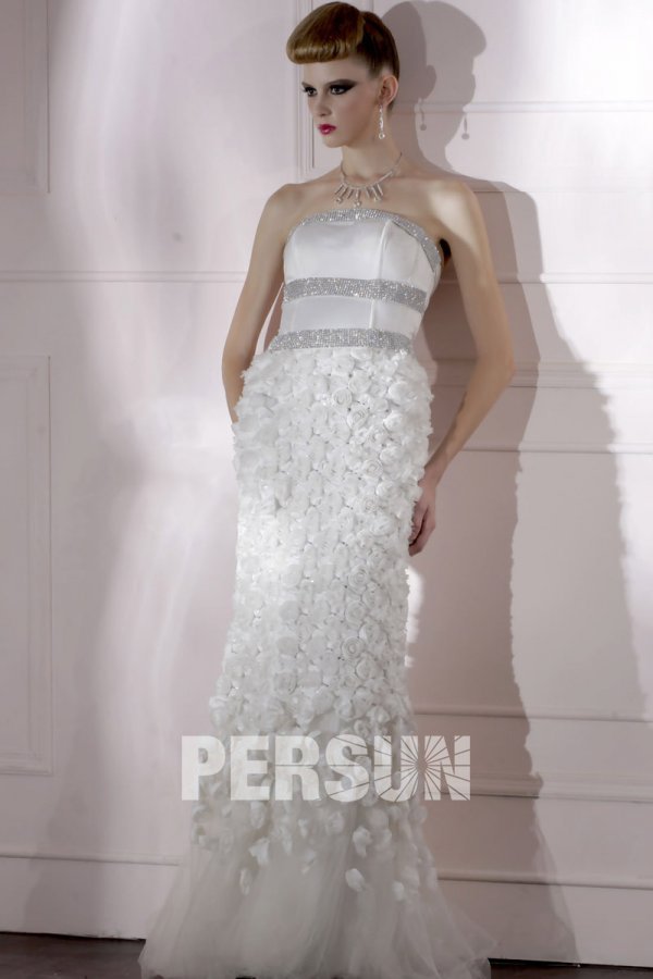 Beading Strapless Lace Trumpet Formal Dress