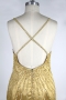 Spaghetti Straps Gold Draping Trumpet Natural Formal Dress