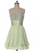 A line Strapless Sweetheart Beaded Organza Short Prom Dress