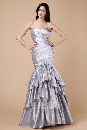 Classic Tiers Crystal Sweetheart Tulle Trumpet Formal Dress
