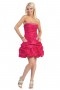 Ruching Beading Strapless Taffeta Red A line Cocktail Dress