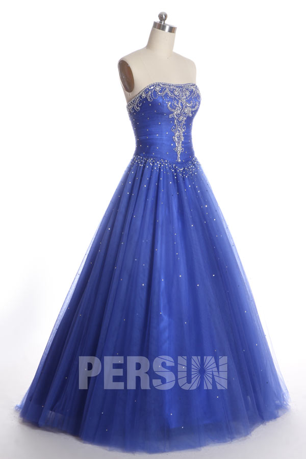 Beading Sequins Sweetheart Tulle Ball Gown Formal Dress