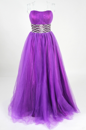 Dressesmall Ruching Beading Sweetheart Tulle Ball Gown Evening Dress