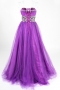 Ruching Beading Sweetheart Tulle Ball Gown Evening Dress