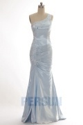 Sexy One Shoulder Beaded Satin Prom / Evening Dress
