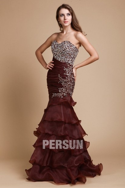 Corselet Beading Ruffle Floor Length Prom / Evening Dress