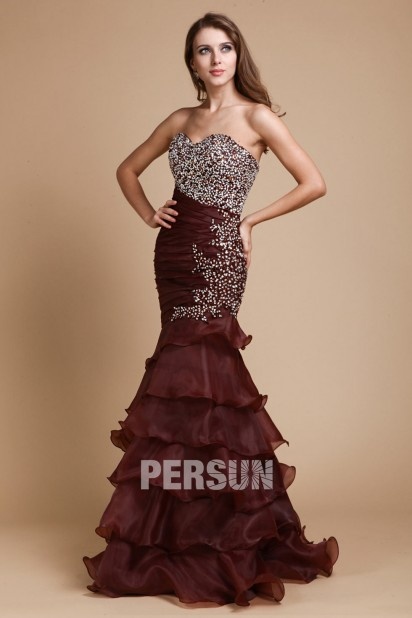 Beading Tiers Sweetheart Taffeta Trumpet Formal Evening Dress Dressesmall