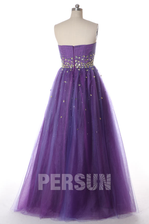 Crystal Beaded Strapless Tulle Regency Ball Gown Prom Dress