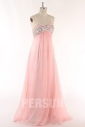 A line Sweetheart Beading Backless Pink Chiffon Prom / Evening Dress