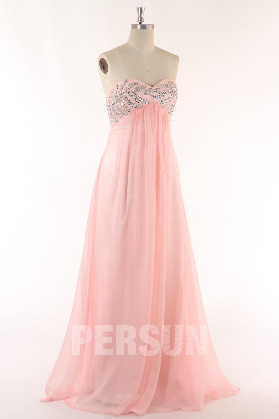 A line Sweetheart Beading Backless Pink Chiffon Formal/Evening Dress