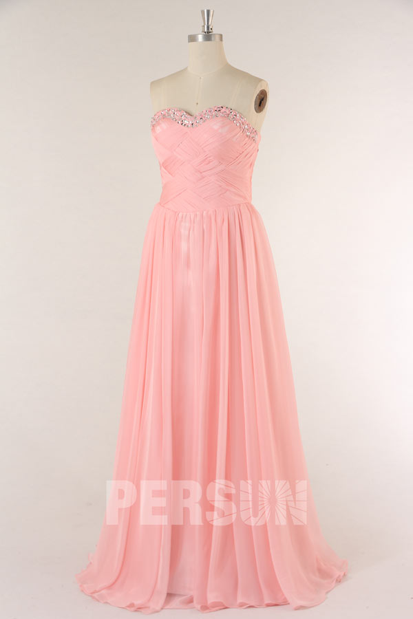 Prom Dress in Pink Tencel with Criss cross ruched bodice