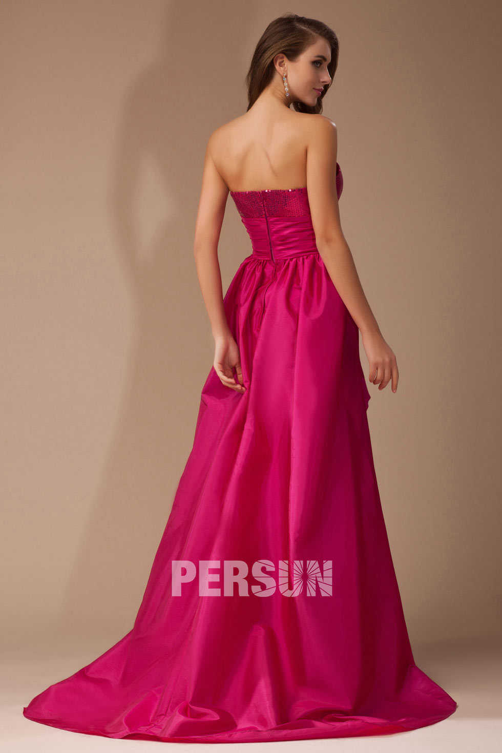 Pattern Empire Boat neck Strapless Ruched Sequins Ruched Taffeta High low Cocktail Dress