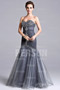 Mermaid Sweetheart Strapless Crystal Detailing Ruched Tulle Long Formal Dress