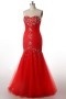 Mermaid Sweetheart Strapless Crystal Detailing Ruched Tulle Long Formal Dress