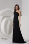 A line One Shoulder Backless Ruched Beading Chiffon Long School Formal Dress