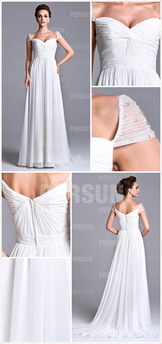  white chiffon formal dress details