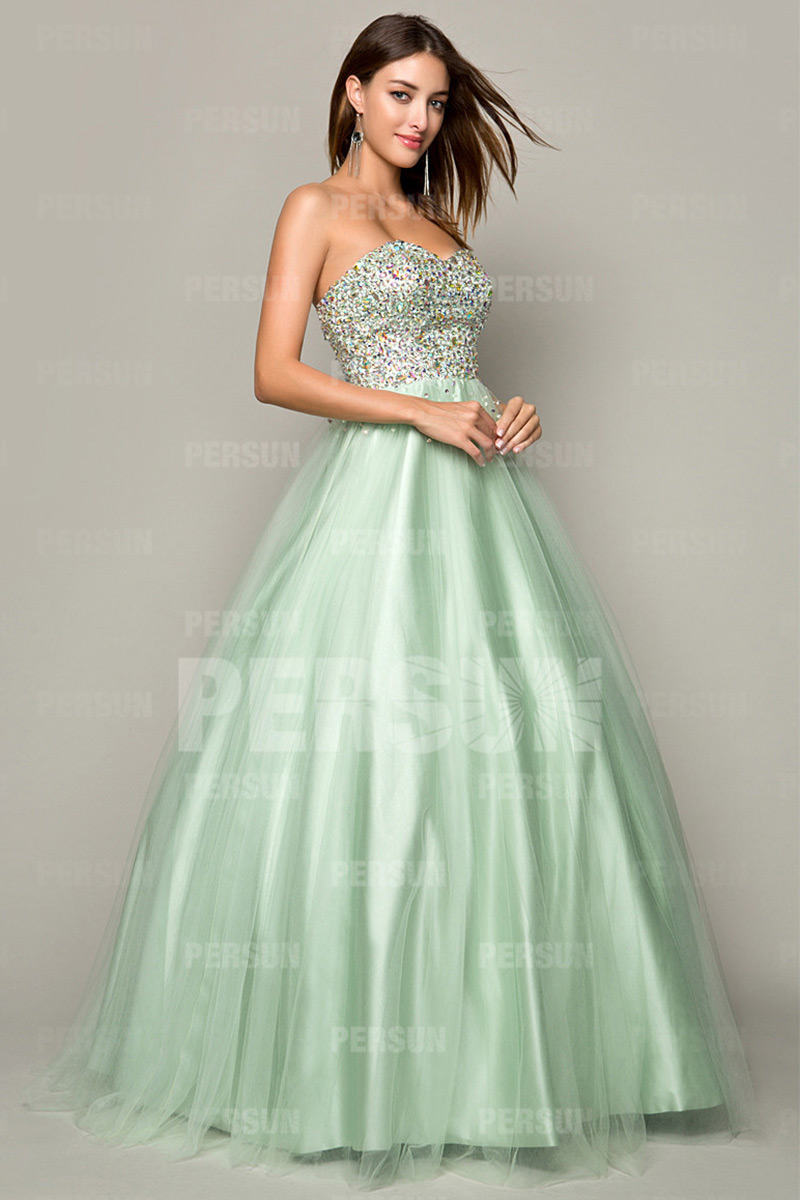 Gorgeous Tulle Sweetheart Beading A line Long School Formal Dress