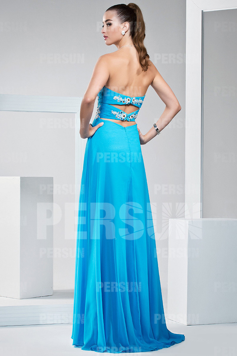 Gorgeous Exquisite Chiffon Sweetheart Beading Ruching A line Long Prom Dress