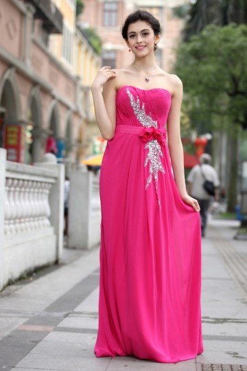 Chipping Boatneck Strapless Beaded Flower Belt Long Evening Gown Persun
