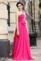 A line Empire Rhinestones Ruching Chiffon Floor Length Prom Dress