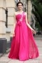 A line Empire Rhinestones Ruching Chiffon Floor Length Prom Dress