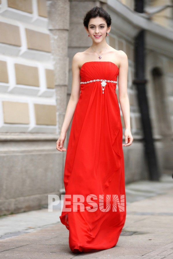 A line Empire Boat neck Strapless Ruching Belt Ruffle Chiffon Floor Length Prom Dress