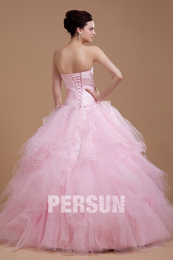 Amazing Tulle Strapless Ruffles Empire A line Long School Formal Dress