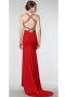 Sexy Red V Neck Long Chiffon Empire Sequins Evening Dress