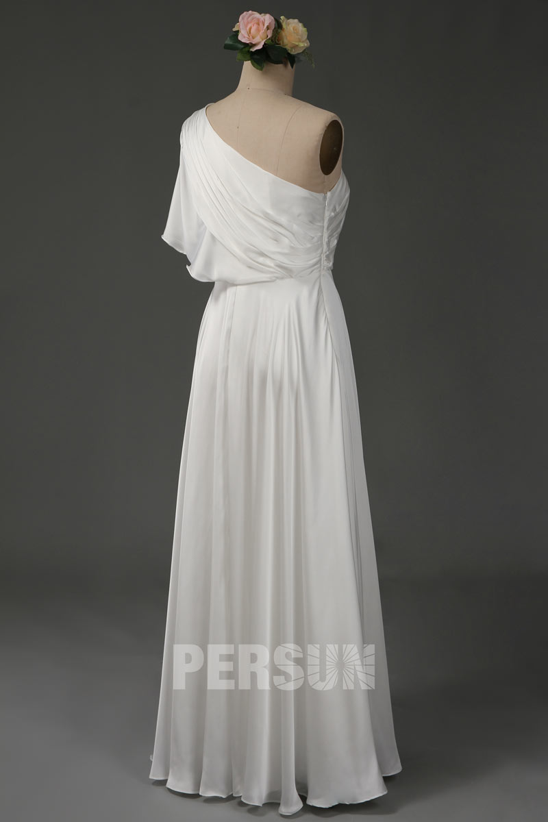Princess Kate Elegant A line One shoulder pleats floor length evening dress