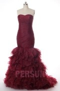 Luxus Trägerloses Ruching verziertes Meerjungfrau Promi-Kleider aus Tüll