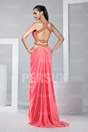 Sexy Backless Beading Sequins Halter Red Chiffon Formal Dress