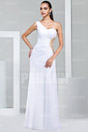 Sexy One shoulder Chiffon Cut out White Formal Evening Dress