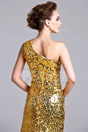 One shoulder Sequins Evening Formal Gown with Court Train