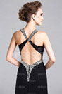 Sexy Black Backless Evening Gown with beading details