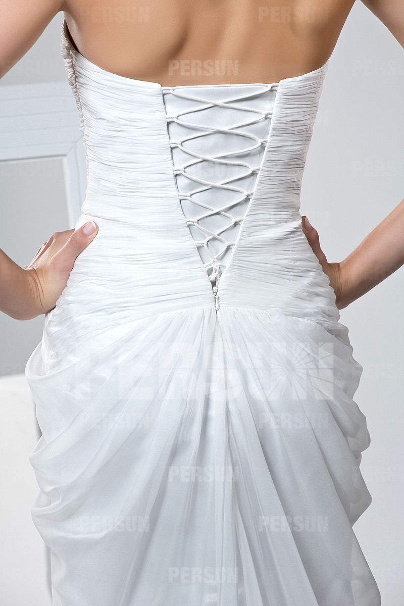 Split front White Formal Dress with Sweetheart neckline